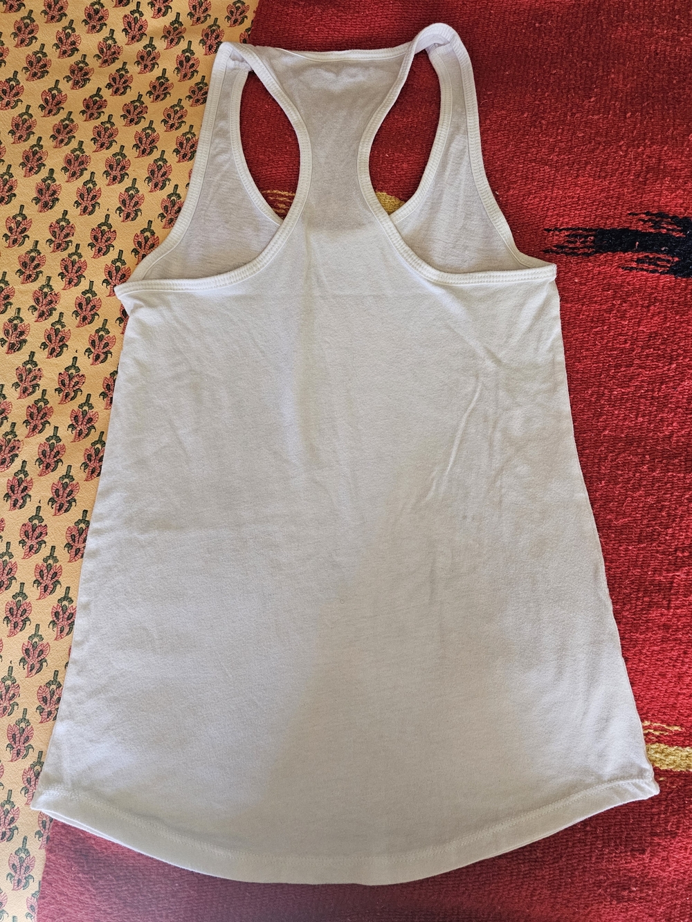 White Cotton Racerback Tank Top with Adam And Eve Art S - Picture 3 of 3